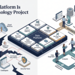 Editorial illustration contrasting a fragmented collection of data tools with a well-organized, self-service data platform.